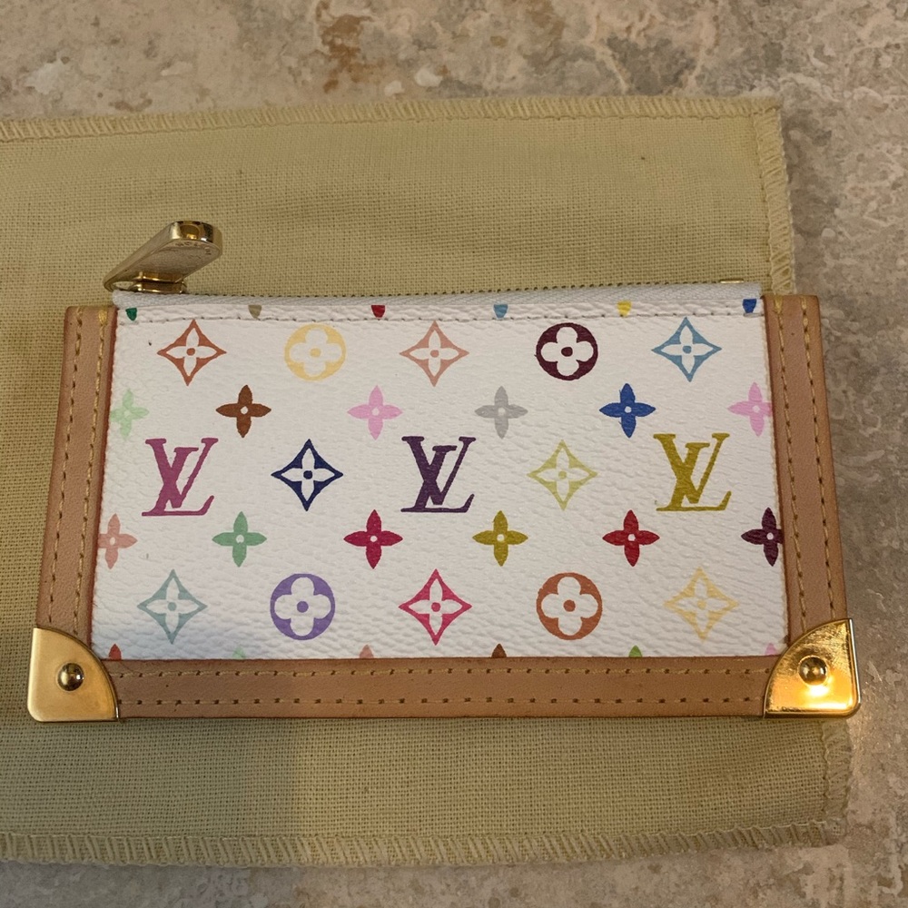 Louis Vuitton monogram multicolor key pouch in white - Picture 10 of 13